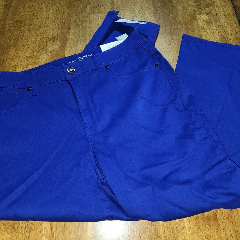 Chico Cobalt Blue Platinum Girlfriend Crop Slim Fit .5 NWT